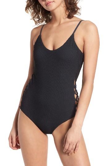 Women's Billabong 'meshin' With You' One-piece Swimsuit - Black