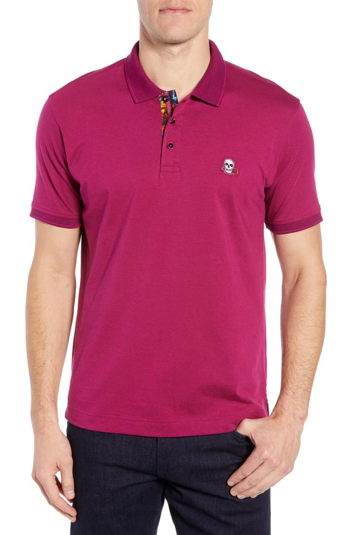 Men's Robert Graham Easton Classic Fit Skull Applique Polo - Pink