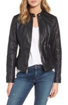 Women's Guess Collarless Leather Moto Jacket