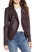 Women's Marc New York Feather Leather Moto Jacket - Red
