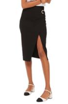 Women's Topshop Eyelet Detail Wrap Jersey Skirt Us (fits Like 0-2) - Black