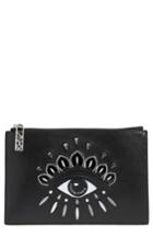 Kenzo Eye Embroidery Leather Pouch - Black