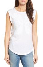 Women's Caslon Embroidered Slub Knit Tank - White