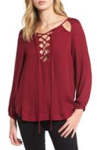 Women's Ella Moss Stella Cutout Lace-up Blouse - Burgundy