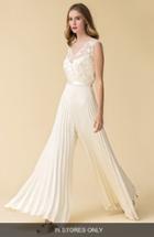 Women's Caroline Devillo 'audrey' Pleat Wide Leg Silk Jumpsuit
