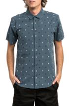 Men's Rvca And Sons Geo Pattern Woven Shirt, Size - Blue
