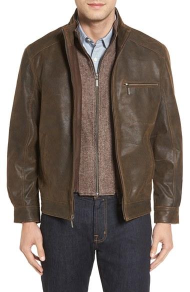 Men's Missani Le Collezioni Vintage Lambskin Suede Jacket With Detachable Bib