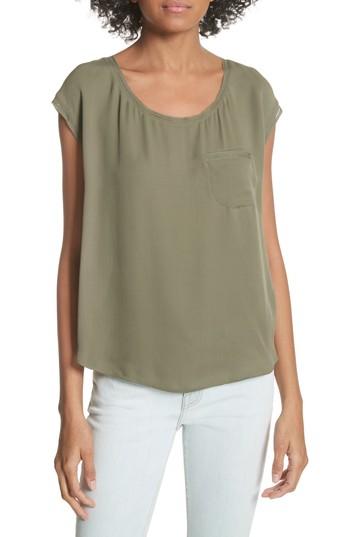 Women's Joie Hina Silk Pocket Top, Size - Green