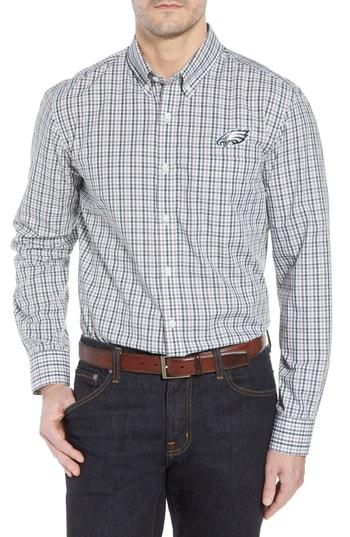 Men's Cutter & Buck Philadelphia Eagles - Gilman Regular Fit Plaid Sport Shirt - Green