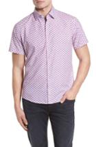 Men's Stone Rose Contemporary Fit Toucan Print Sport Shirt (s) - Red