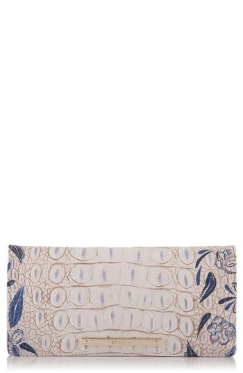 Women's Brahmin Ady Floral Print Croc Embossed Continental Wallet - Blue
