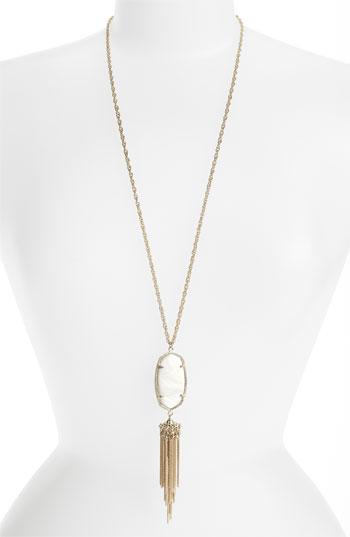 Kendra Scott 'rayne' Stone Tassel Pendant Necklace White Mother Of Pearl