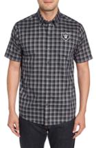 Men's Cutter & Buck Oakland Raiders - Fremont Regular Fit Check Sport Shirt - Black