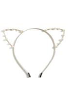 Cara Faux Pearl Embellished Cat Headband, Size - Metallic
