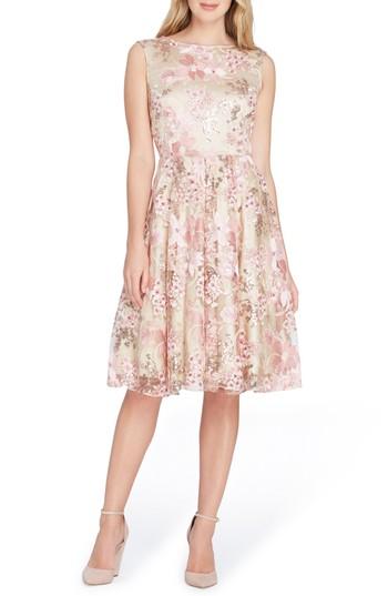 Women's Tahari Sleeveless Embroidery Fit & Flare Dress