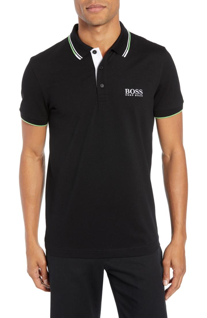 Men's Boss Paddy Fit Polo, Size Medium - Black