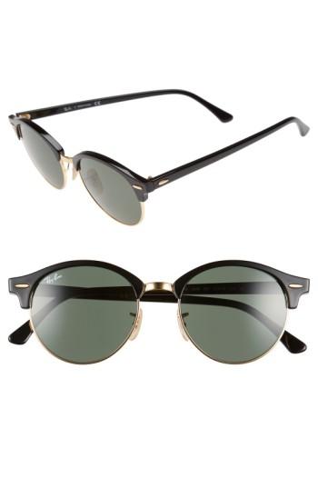 Women's Ray-ban Clubround 51mm Round Sunglasses - Black