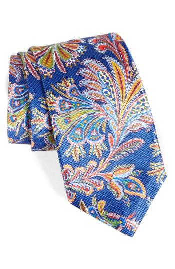 Men's David Donahue Paisley Silk Tie, Size X-long - Blue