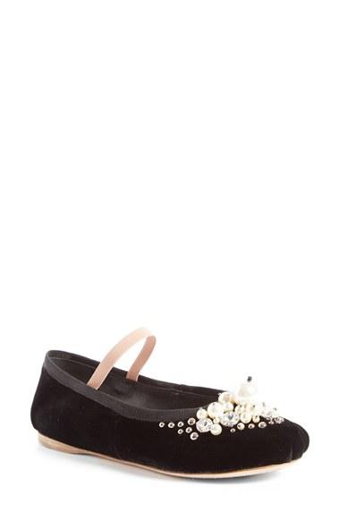 Women's Miu Miu Embellished Ballet Flat