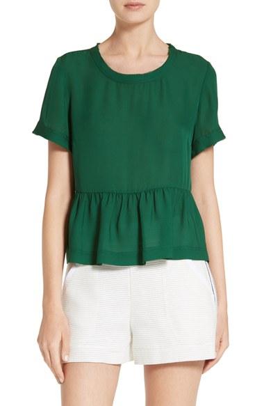 Women's Veronica Beard Betts Silk Peplum Top