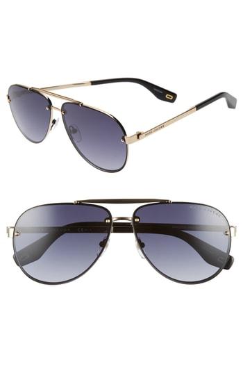 Women's Marc Jacobs 61mm Aviator Sunglasses - Antique Gold/ Grey