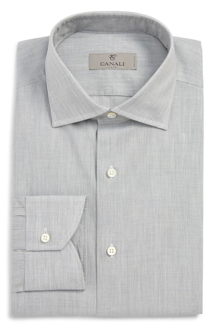 Men's Canali Fit Dress Shirt, Size 16 - Grey