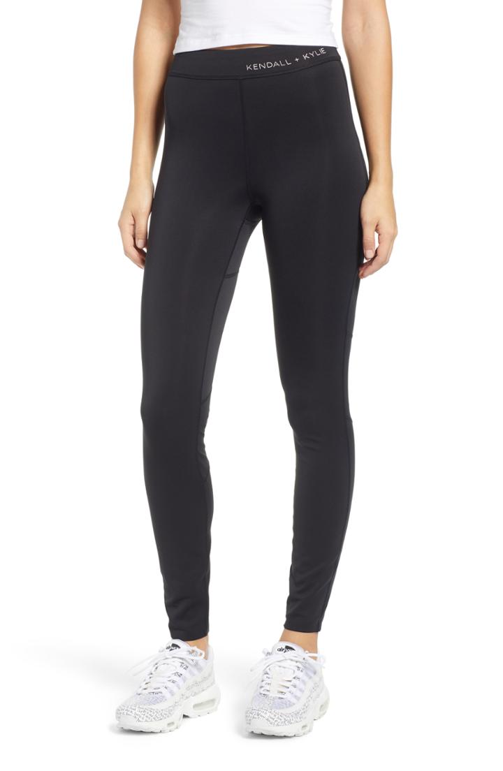 Women's Kendall + Kylie Back Stripe Leggings - Black