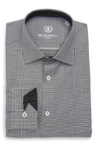 Men's Bugatchi Trim Fit Houndstooth Dress Shirt .5 - Black