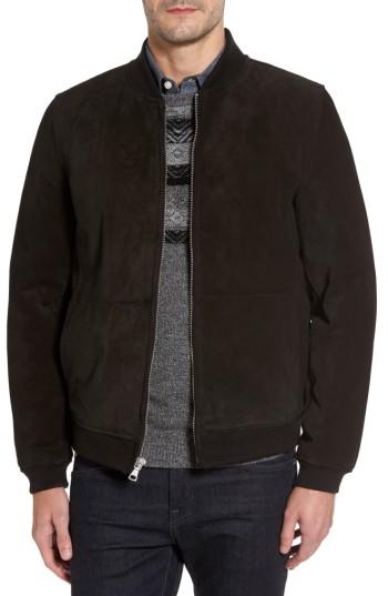 Men's Ugg Suede Bomber Jacket - Black