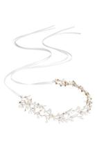 Brides & Hairpins 'arabella' Jeweled Halo & Sash, Size - Metallic