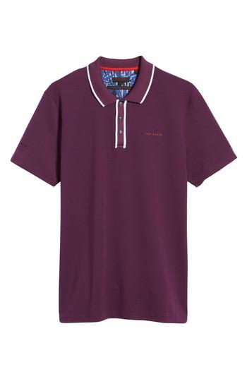 Men's Ted Baker London Bunka Trim Fit Golf Polo (l) - Purple