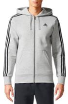 Men's Adidas Essentials 3s Brushed Fleece Zip Hoodie - Grey