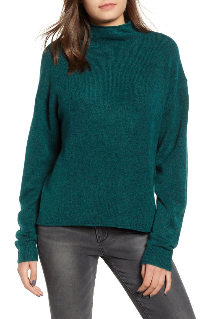 Women's Leith Cozy Mock Neck Sweater - Green