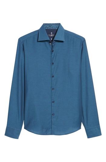 Men's Stone Rose Slim Fit Diamond Twill Sport Shirt (xxl) - Blue