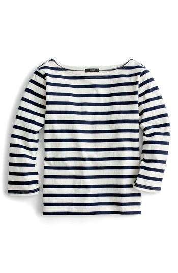 Women's J.crew Structured Stripe Tee, Size - Blue