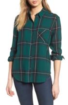 Women's Bp. Plaid Shirt, Size - Green