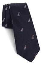 Men's Paul Smith Embroidered Dog Silk Tie, Size - Blue