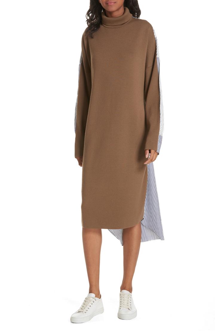Women's Tibi Mixed Media Midi Dress - Brown