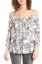 Women's Bp. Print Off The Shoulder Top, Size - White