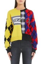 Women's Versace First Line Mixed Print Wool & Cashmere Blend Sweater Us / 42 It - Black