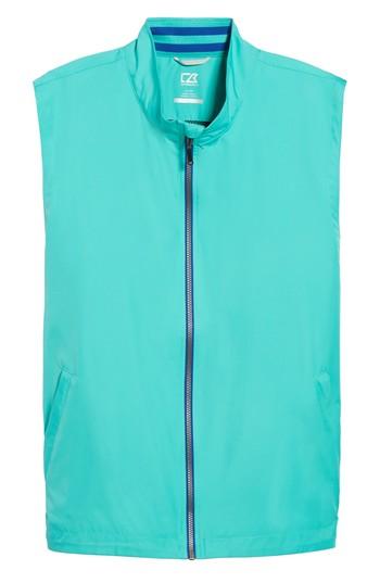 Men's Cutter & Buck Nine Iron Drytec Zip Vest, Size - Green