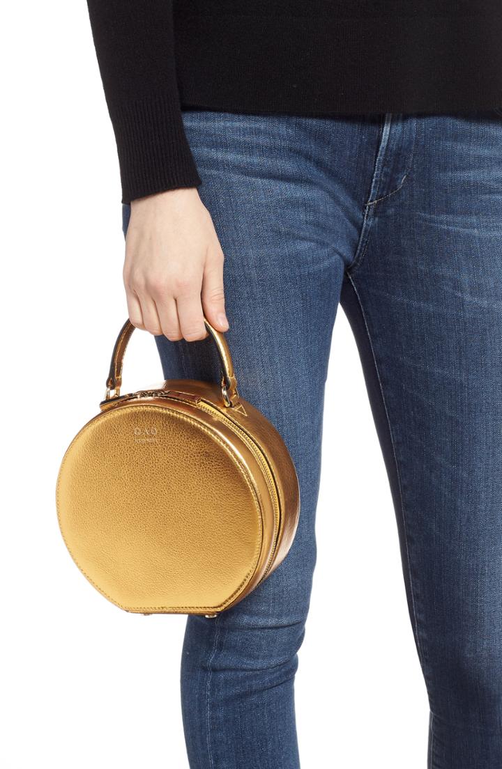Oad New York Mini Circle Pebbled Leather Satchel - Metallic