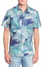 Men's Tori Richard Crystal Palm Fit Sport Shirt, Size Small - Blue