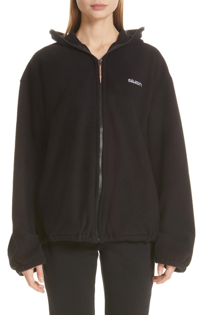 Women's Vetements Zip Fleece Mask Jacket - Black