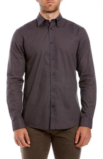 Men's Ben Sherman Retro Trim Fit Geo Print Sport Shirt - Blue