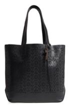 Frye Carson Perforated Logo Leather Tote - Black