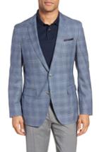 Men's Boss Hartlay Trim Fit Plaid Wool Sport Coat R - Blue