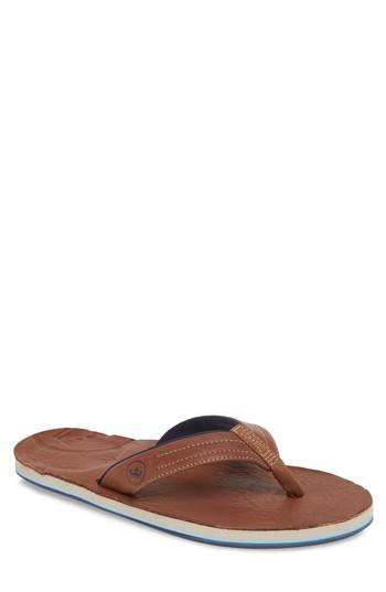 Men's Hari Mari X Peter Millar Leather Flip Flop M - Brown
