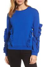 Women's Halogen Ruffle Detail Sweatshirt - Blue