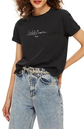 Women's Topshop Ny Skyline Tee Us (fits Like 0-2) - Black
